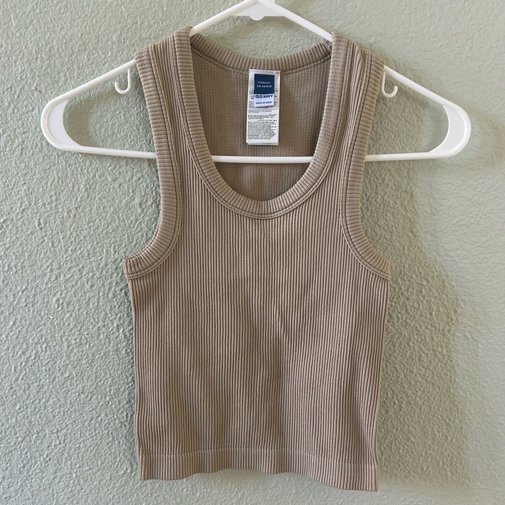 Old Navy Tan Ribbed Crop Tank Top